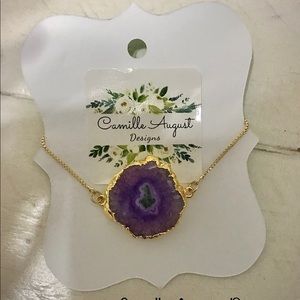 Purple and gold Geode stone slider bracelet